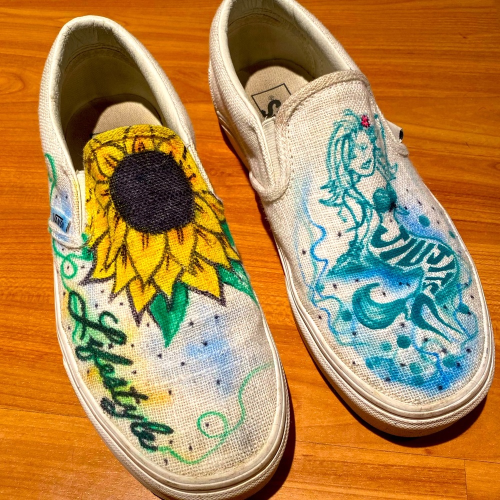 Hand painted slip on vans